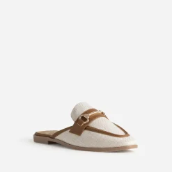 Mule bi-matière lin bordé cognac^Eram Online