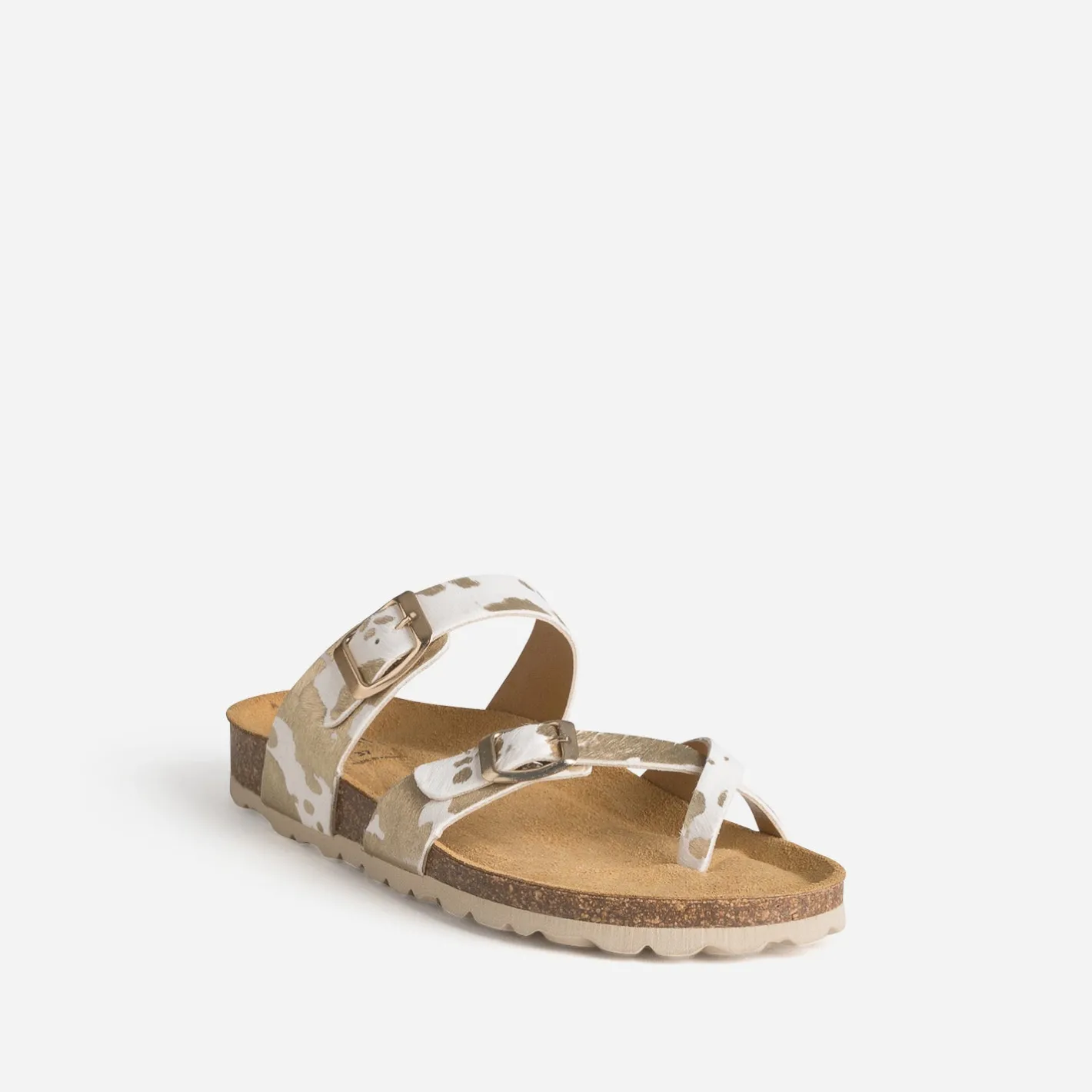 Mule blanche cuir effet poulain motif vache^Eram New