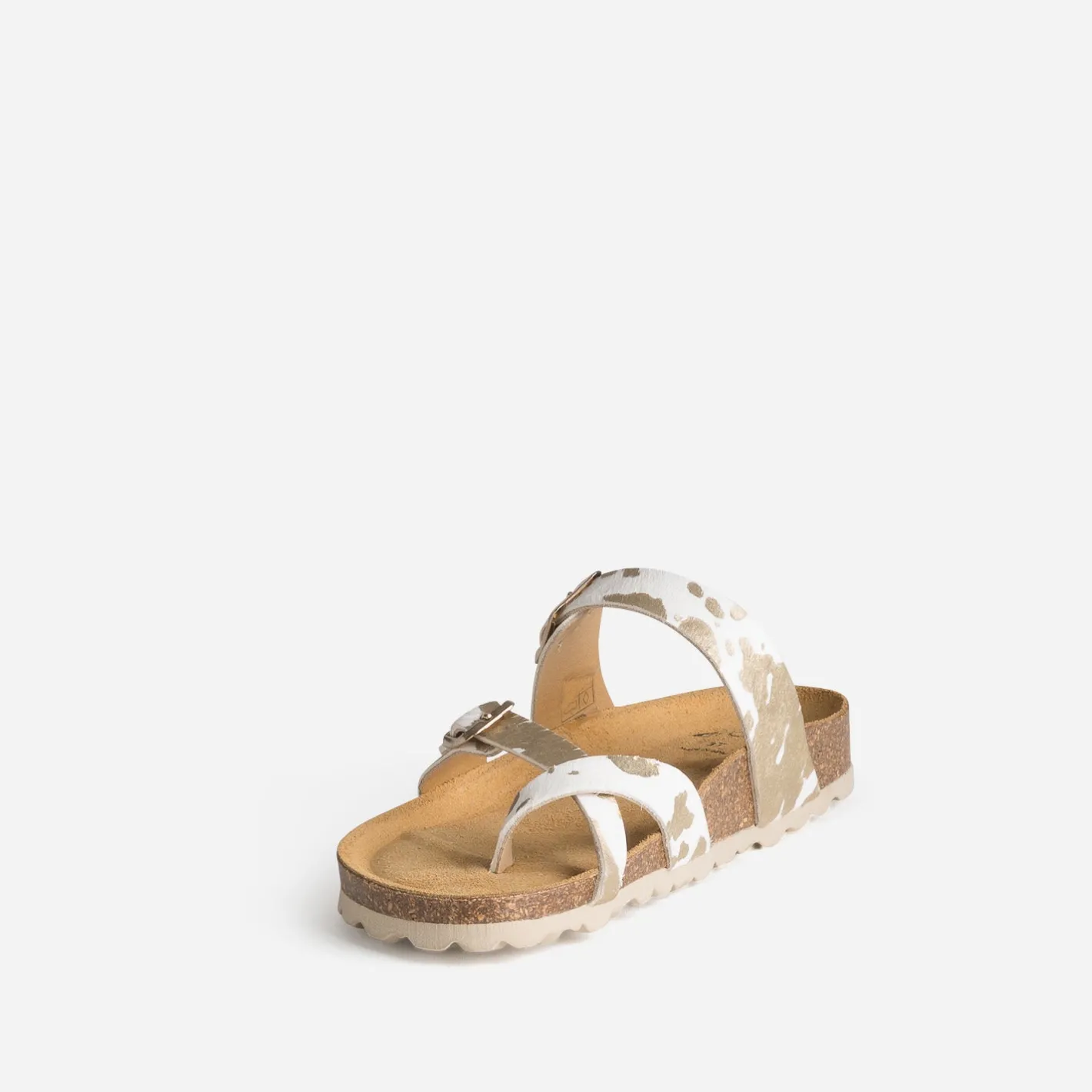 Mule blanche cuir effet poulain motif vache^Eram New