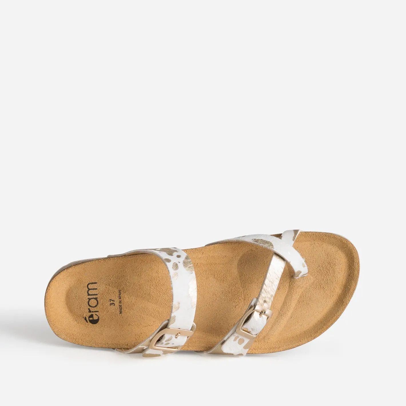 Mule blanche cuir effet poulain motif vache^Eram New