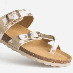Mule blanche cuir effet poulain motif vache^Eram New