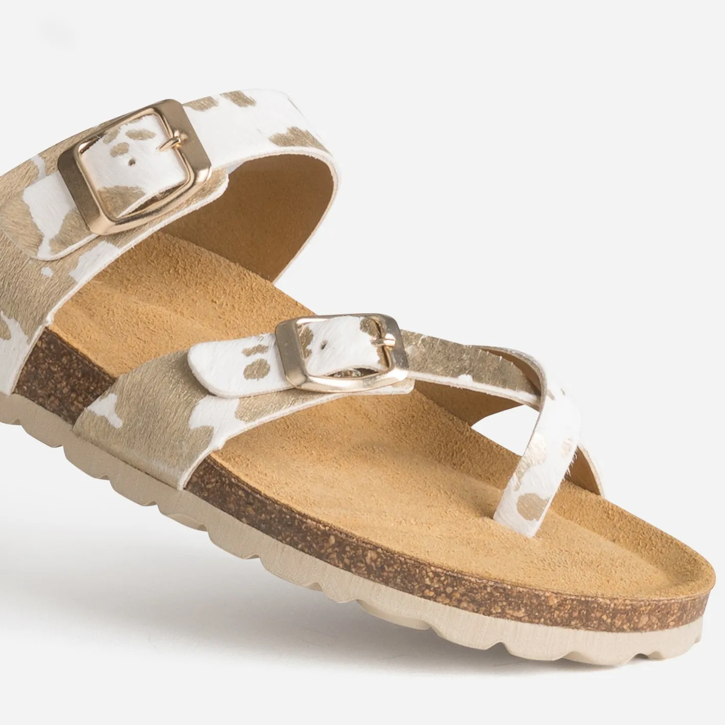 Mule blanche cuir effet poulain motif vache^Eram New