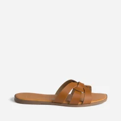 Mule camel cuir brides tressées^Eram New