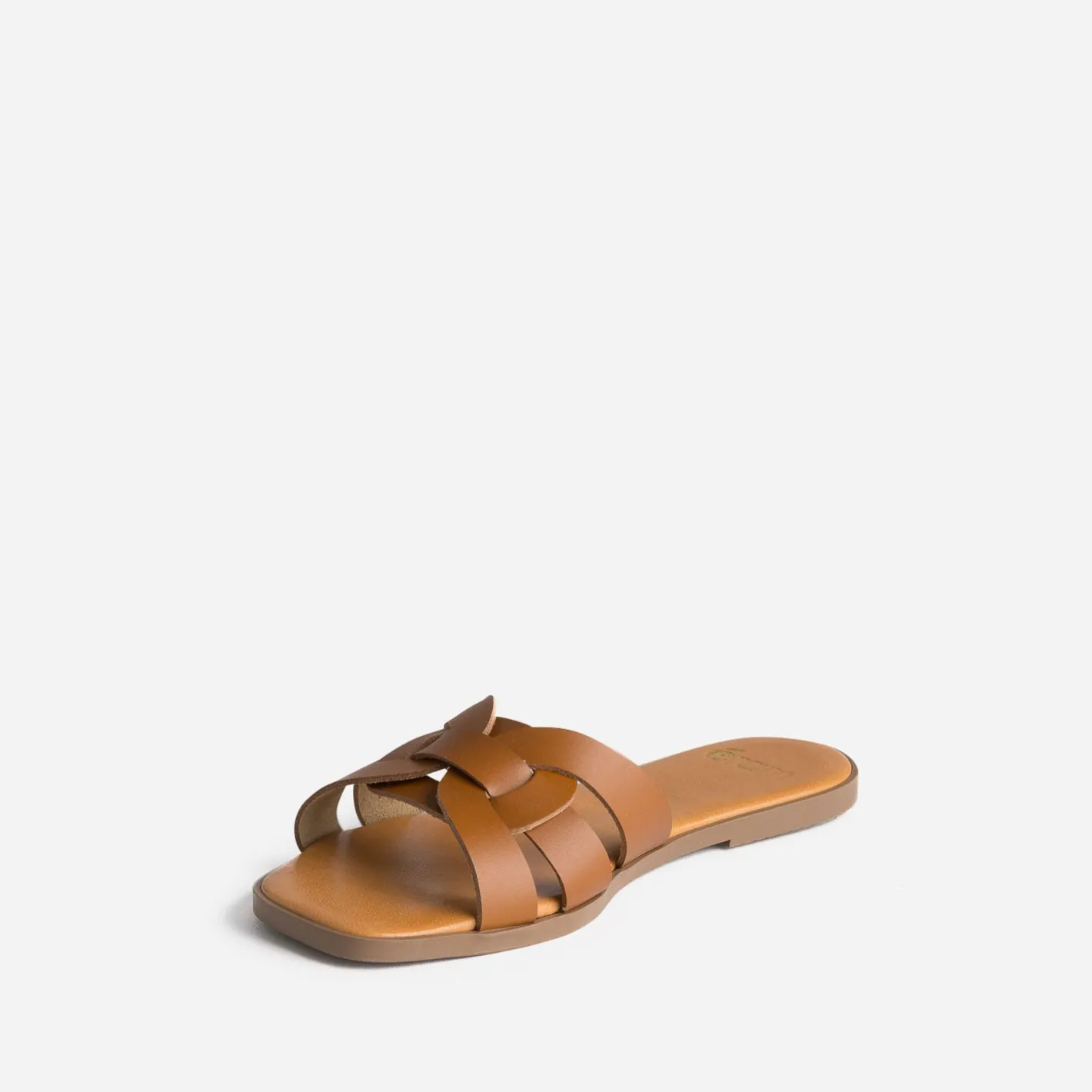 Mule camel cuir brides tressées^Eram New