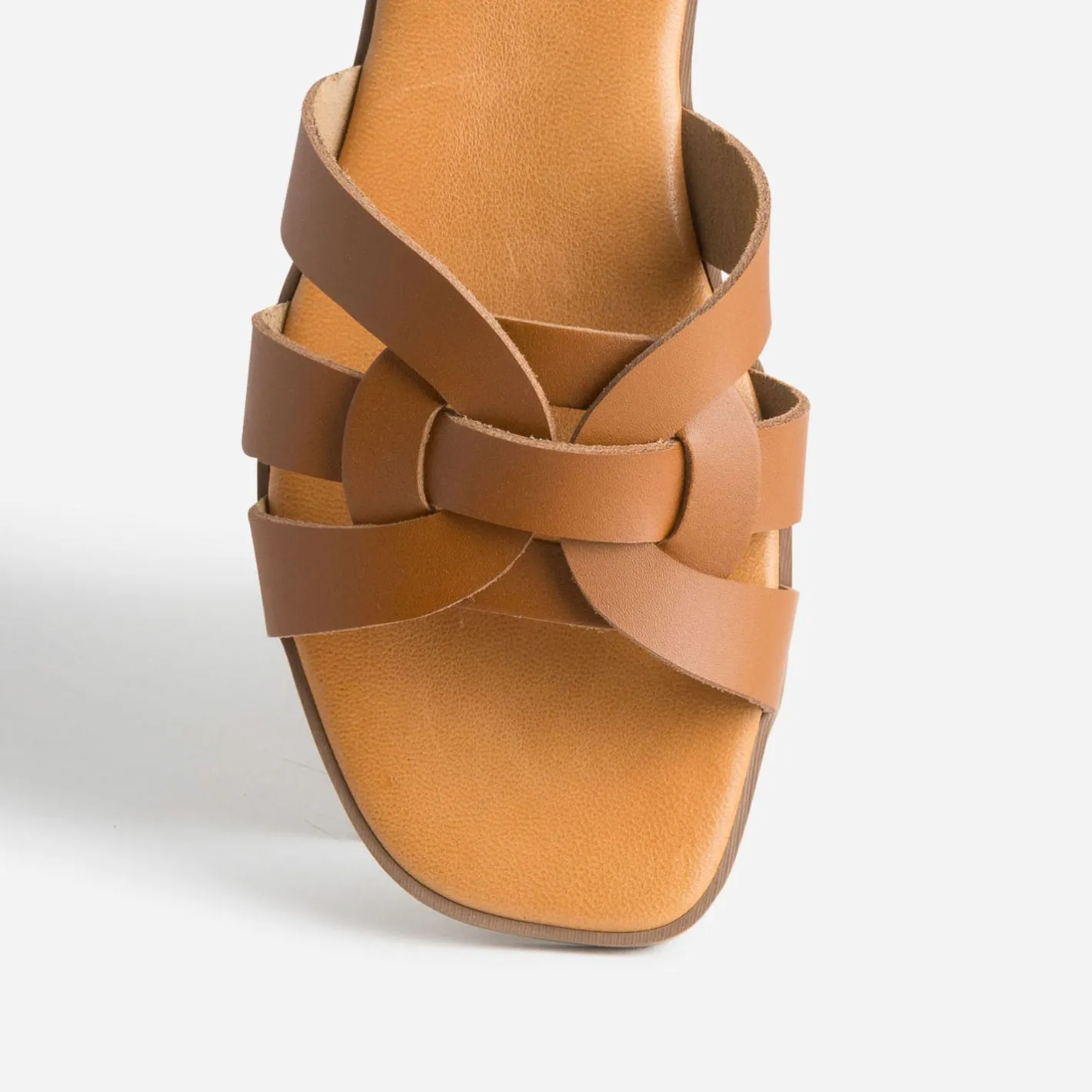 Mule camel cuir brides tressées^Eram New