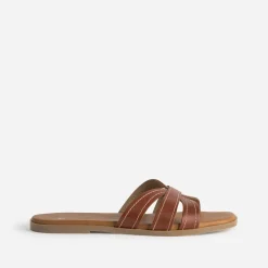 Mule cognac cuir brides détails couture^Eram