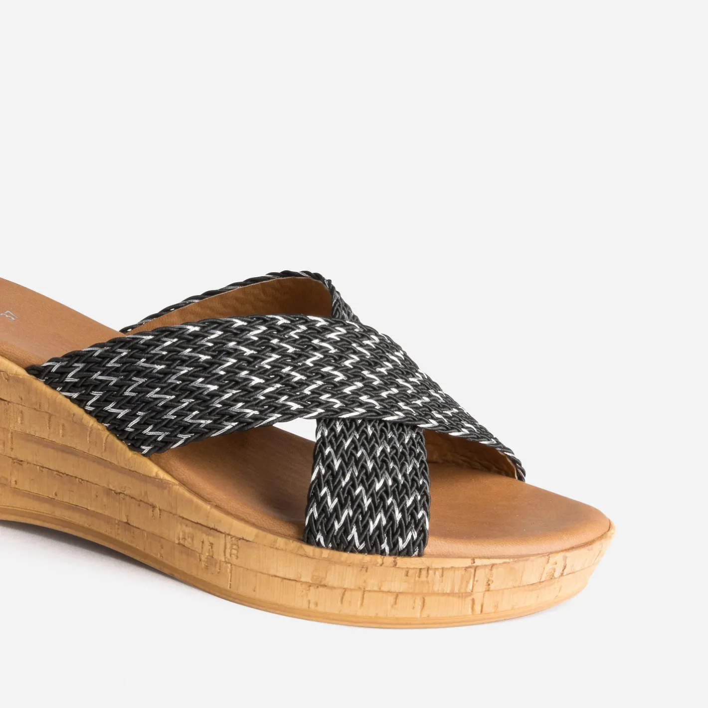Mule compensée e à brides tressées argent^Eram Online