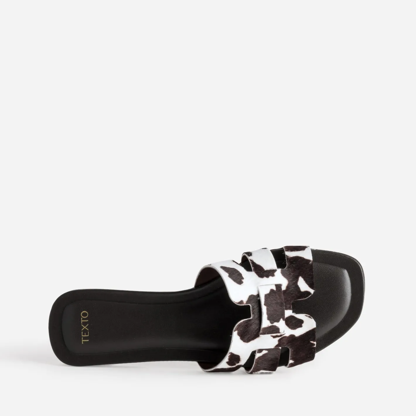 Mule cuir motif vache^Texto