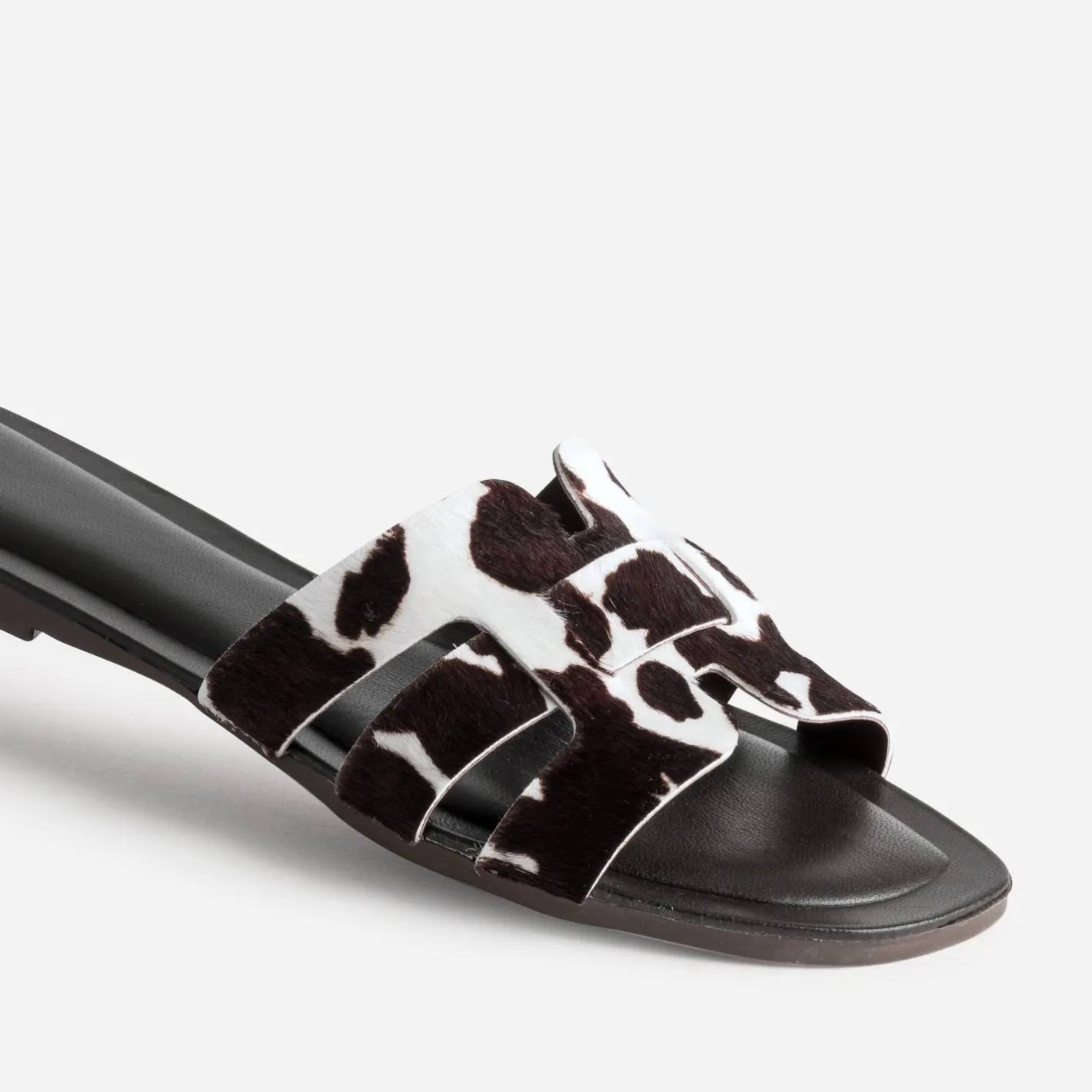 Mule cuir motif vache^Texto