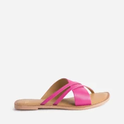Mule rose en cuir à brides fantaisie^Texto Sale