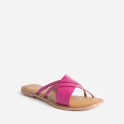 Mule rose en cuir à brides fantaisie^Texto Sale