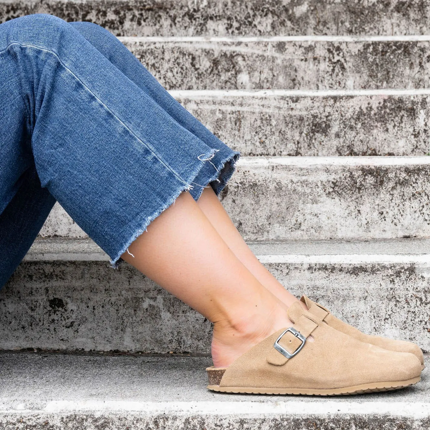 Mule-sabot en cuir velours^Texto Outlet