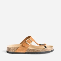 Mule-tong anatomique foncé en cuir velours éco-conçu^Eram Online