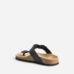 Mule-tong anatomique noire cuir éco-conçu^Eram Hot