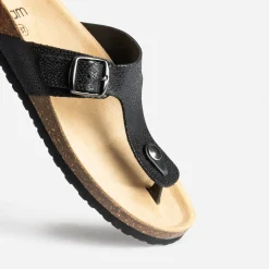 Mule-tong anatomique noire cuir éco-conçu^Eram Hot
