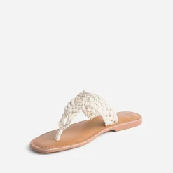 Mule-tong beige en macramé^Texto Hot