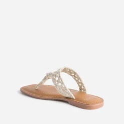 Mule-tong beige en macramé^Texto Hot
