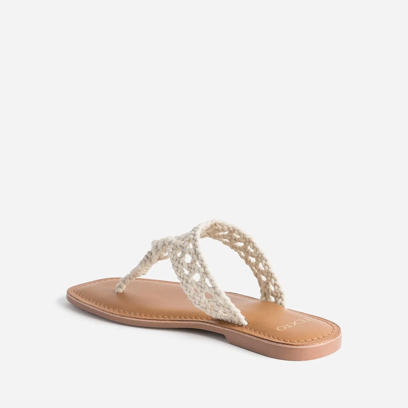 Mule-tong beige en macramé^Texto Hot