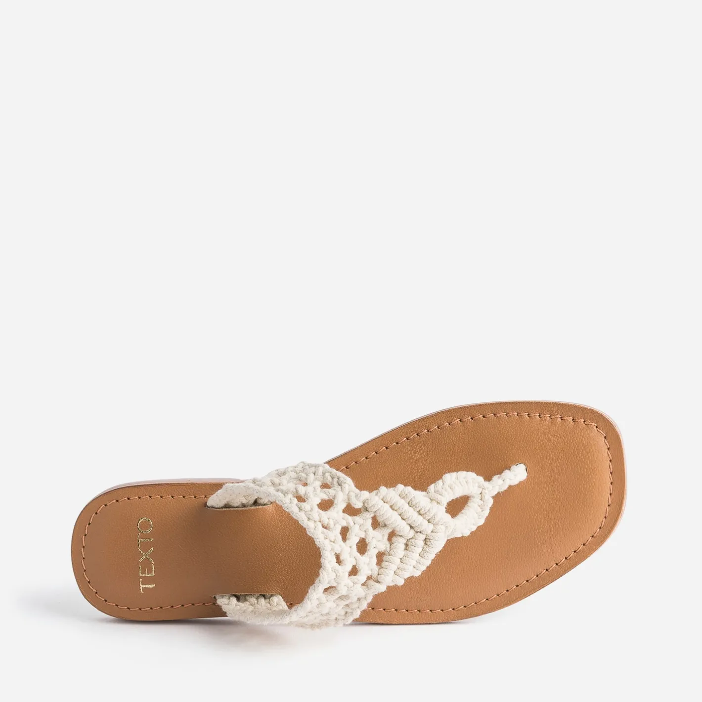 Mule-tong beige en macramé^Texto Hot