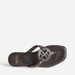 Mule-tong cuir^Texto Sale