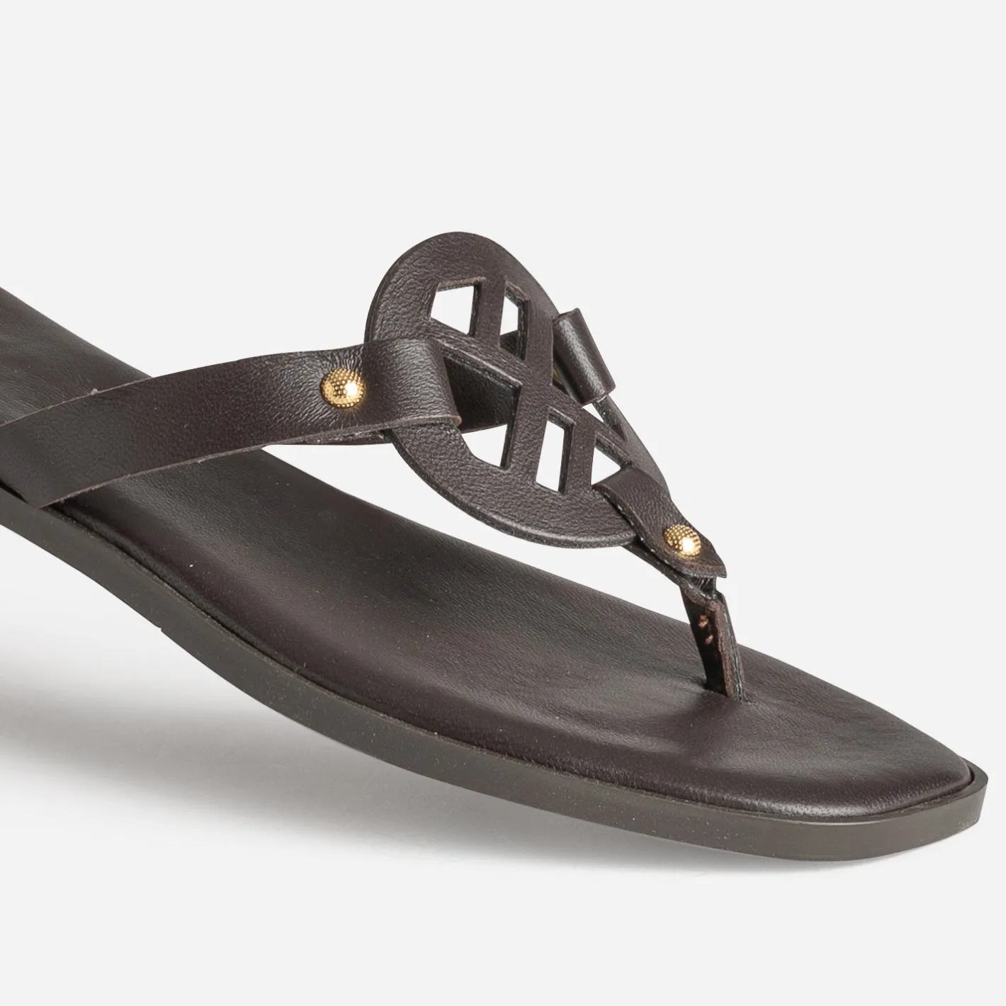 Mule-tong cuir^Texto Sale