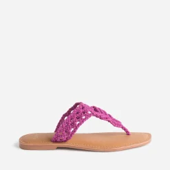 Mule-tong rose en macramé^Texto Hot