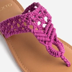 Mule-tong rose en macramé^Texto Hot