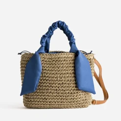 Panier foncé tressé à anses bleues^Eram Online