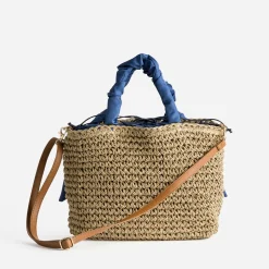 Panier foncé tressé à anses bleues^Eram Online