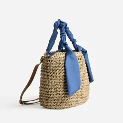 Panier foncé tressé à anses bleues^Eram Online