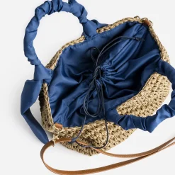 Panier foncé tressé à anses bleues^Eram Online