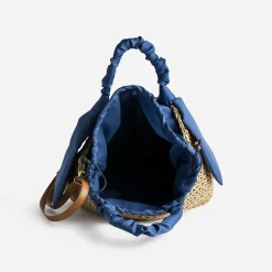 Panier foncé tressé à anses bleues^Eram Online