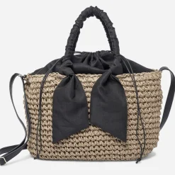 Panier foncé tressé à anses noires^Eram Online