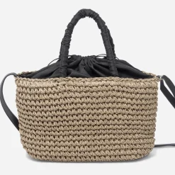 Panier foncé tressé à anses noires^Eram Online