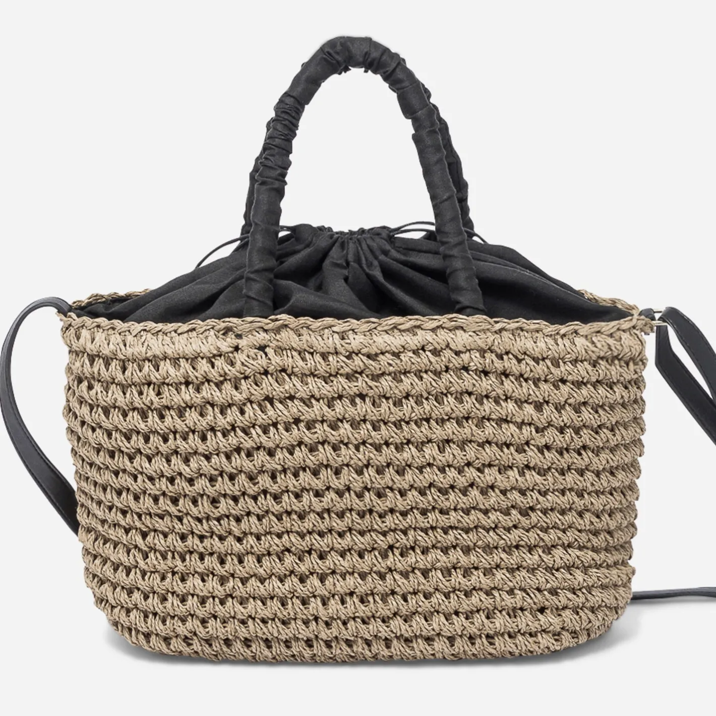 Panier foncé tressé à anses noires^Eram Online