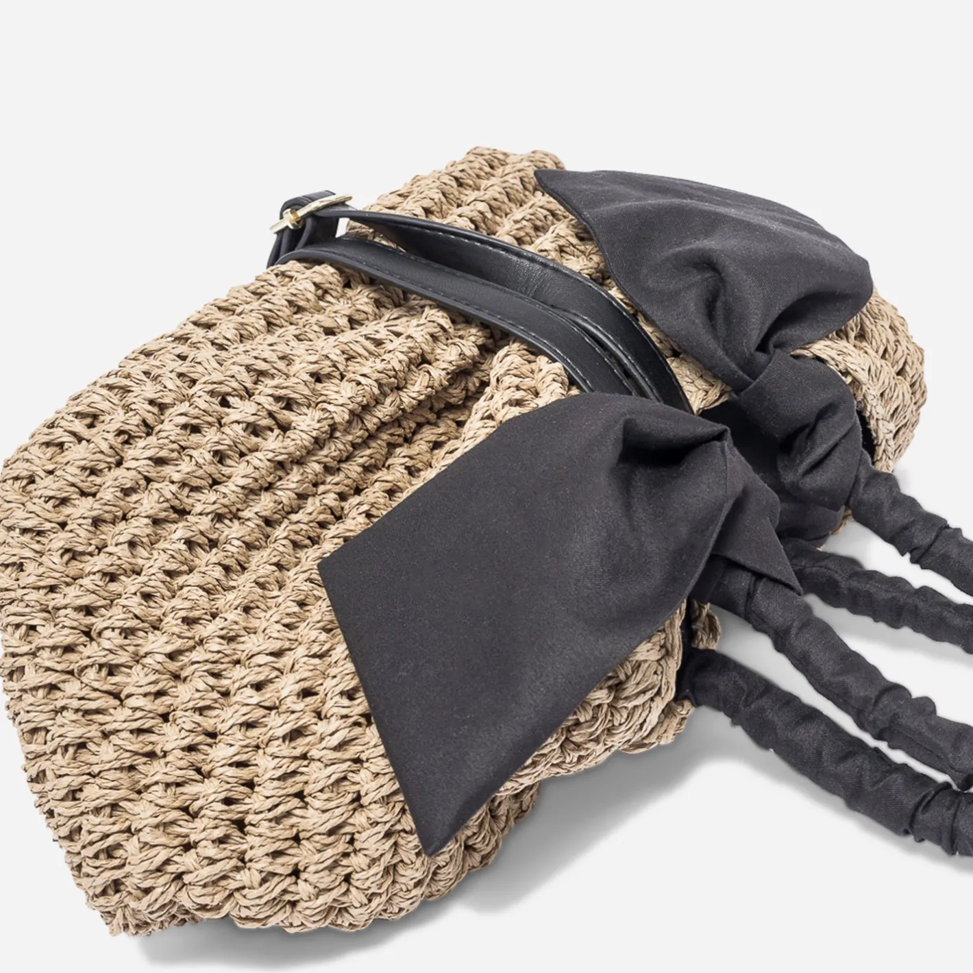 Panier foncé tressé à anses noires^Eram Online