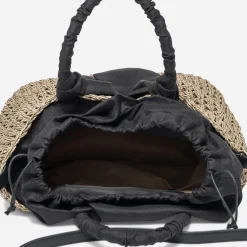 Panier foncé tressé à anses noires^Eram Online