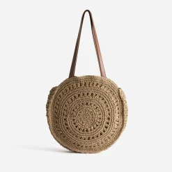 Panier rond foncé paille papier^Eram New