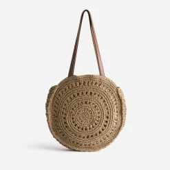 Panier rond foncé paille papier^Eram New