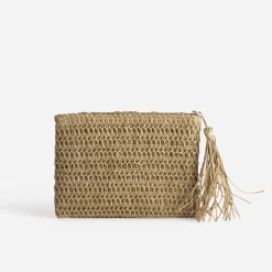 Pochette paille papier détails fleurs^Eram Outlet