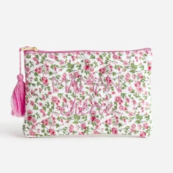 Pochette blanche fleurie à message brodé^Eram Outlet