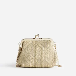 Pochette minaudière paille écru brodé^Eram Sale