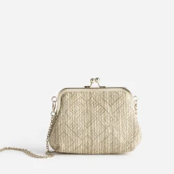 Pochette minaudière paille écru brodé^Eram Sale