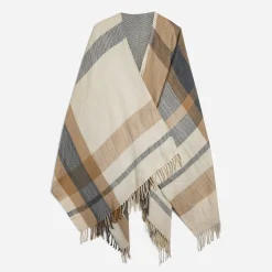Poncho , écru, gris à motif carreaux^Eram Clearance
