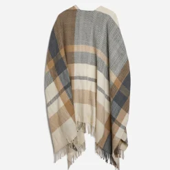 Poncho , écru, gris à motif carreaux^Eram Clearance