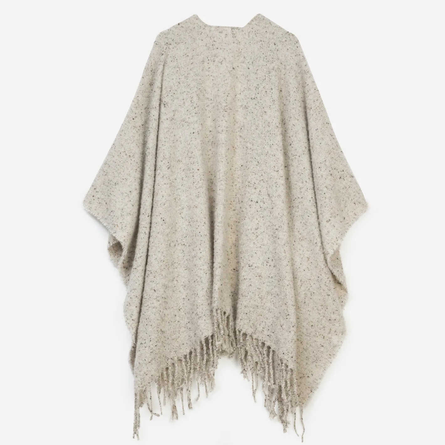 Poncho TEXTO écru chiné à franges^Eram Sale