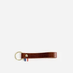 Porte-clés marron en cuir embossé effet croco^Eram Clearance