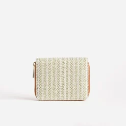 Ptefeuille beige tressé intérieur camel^Eram Online