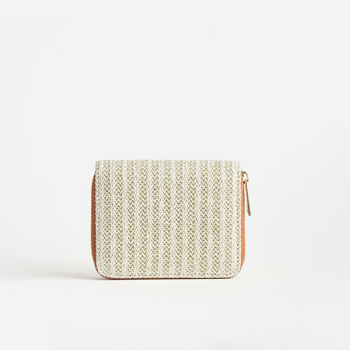 Ptefeuille beige tressé intérieur camel^Eram Online