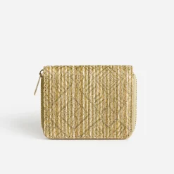 Pte-monnaie beige effet raphia brodé^Eram Best